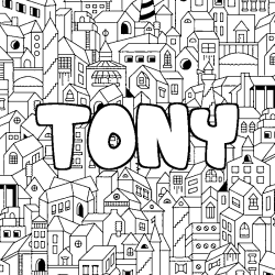 Coloring page first name TONY - City background