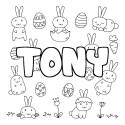 Coloring page first name TONY - Easter background