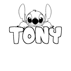 Coloring page first name TONY - Stitch background