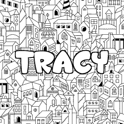 Coloring page first name TRACY - City background