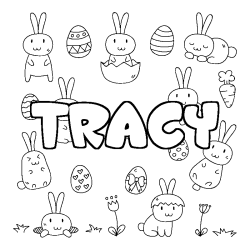 Coloring page first name TRACY - Easter background