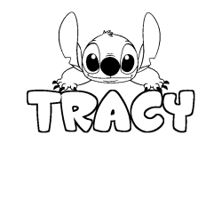 Coloring page first name TRACY - Stitch background