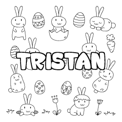 Coloring page first name TRISTAN - Easter background