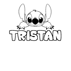 Coloring page first name TRISTAN - Stitch background