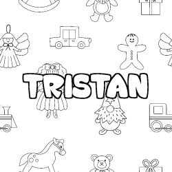 Coloring page first name TRISTAN - Toys background
