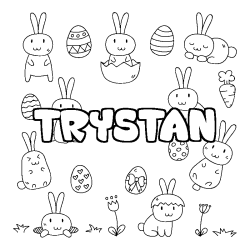 Coloring page first name TRYSTAN - Easter background