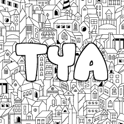 Coloring page first name TYA - City background