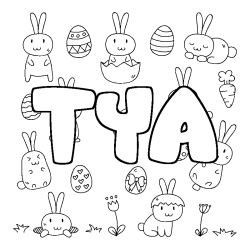 Coloring page first name TYA - Easter background