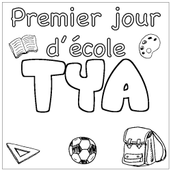 Coloring page first name TYA - School First day background