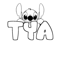 Coloring page first name TYA - Stitch background