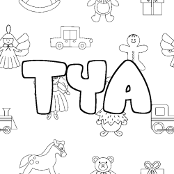 Coloring page first name TYA - Toys background