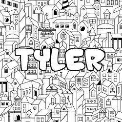 Coloring page first name TYLER - City background