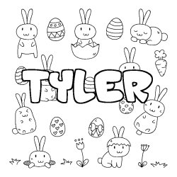 Coloring page first name TYLER - Easter background