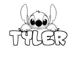 Coloring page first name TYLER - Stitch background