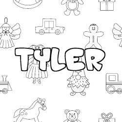 Coloring page first name TYLER - Toys background