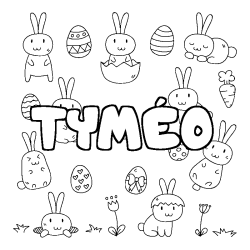 Coloring page first name TYMÉO - Easter background