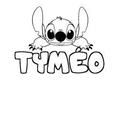 Coloring page first name TYMÉO - Stitch background
