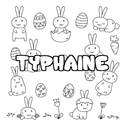 Coloring page first name TYPHAINE - Easter background