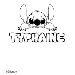 Coloring page first name TYPHAINE - Stitch background