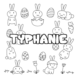 Coloring page first name TYPHANIE - Easter background