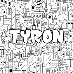 Coloring page first name TYRON - City background