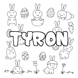 Coloring page first name TYRON - Easter background