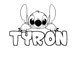 Coloring page first name TYRON - Stitch background