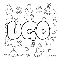 Coloring page first name UGO - Easter background