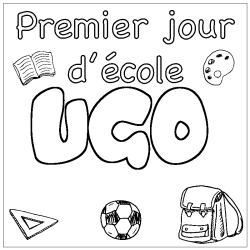 Coloring page first name UGO - School First day background