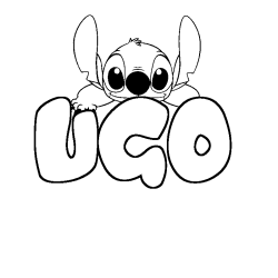 Coloring page first name UGO - Stitch background