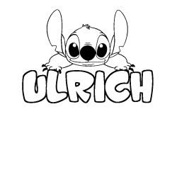 Coloring page first name ULRICH - Stitch background