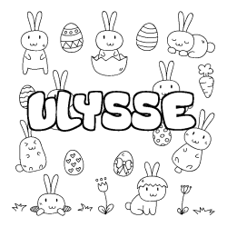 Coloring page first name ULYSSE - Easter background