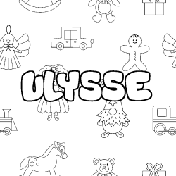 Coloring page first name ULYSSE - Toys background