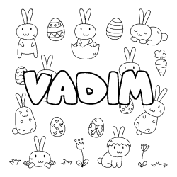 Coloring page first name VADIM - Easter background