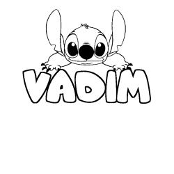 Coloring page first name VADIM - Stitch background