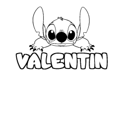 Coloring page first name VALENTIN - Stitch background