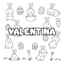 Coloring page first name VALENTINA - Easter background