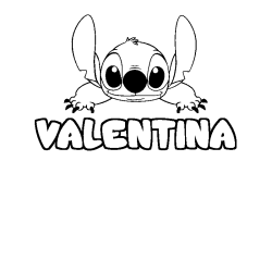 Coloring page first name VALENTINA - Stitch background