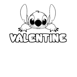 Coloring page first name VALENTINE - Stitch background
