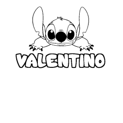 Coloring page first name VALENTINO - Stitch background