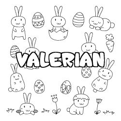 Coloring page first name VALERIAN - Easter background