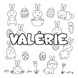 Coloring page first name VALÉRIE - Easter background