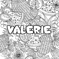 Coloring page first name VALÉRIE - Fruits mandala background