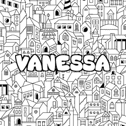 Coloring page first name VANESSA - City background