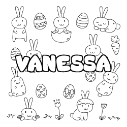 Coloring page first name VANESSA - Easter background