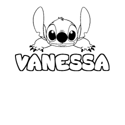 Coloring page first name VANESSA - Stitch background