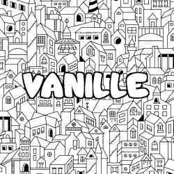 Coloring page first name VANILLE - City background