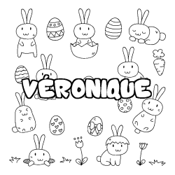 Coloring page first name VÉRONIQUE - Easter background