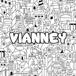 Coloring page first name VIANNEY - City background