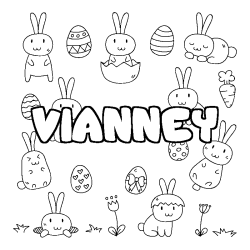 Coloring page first name VIANNEY - Easter background